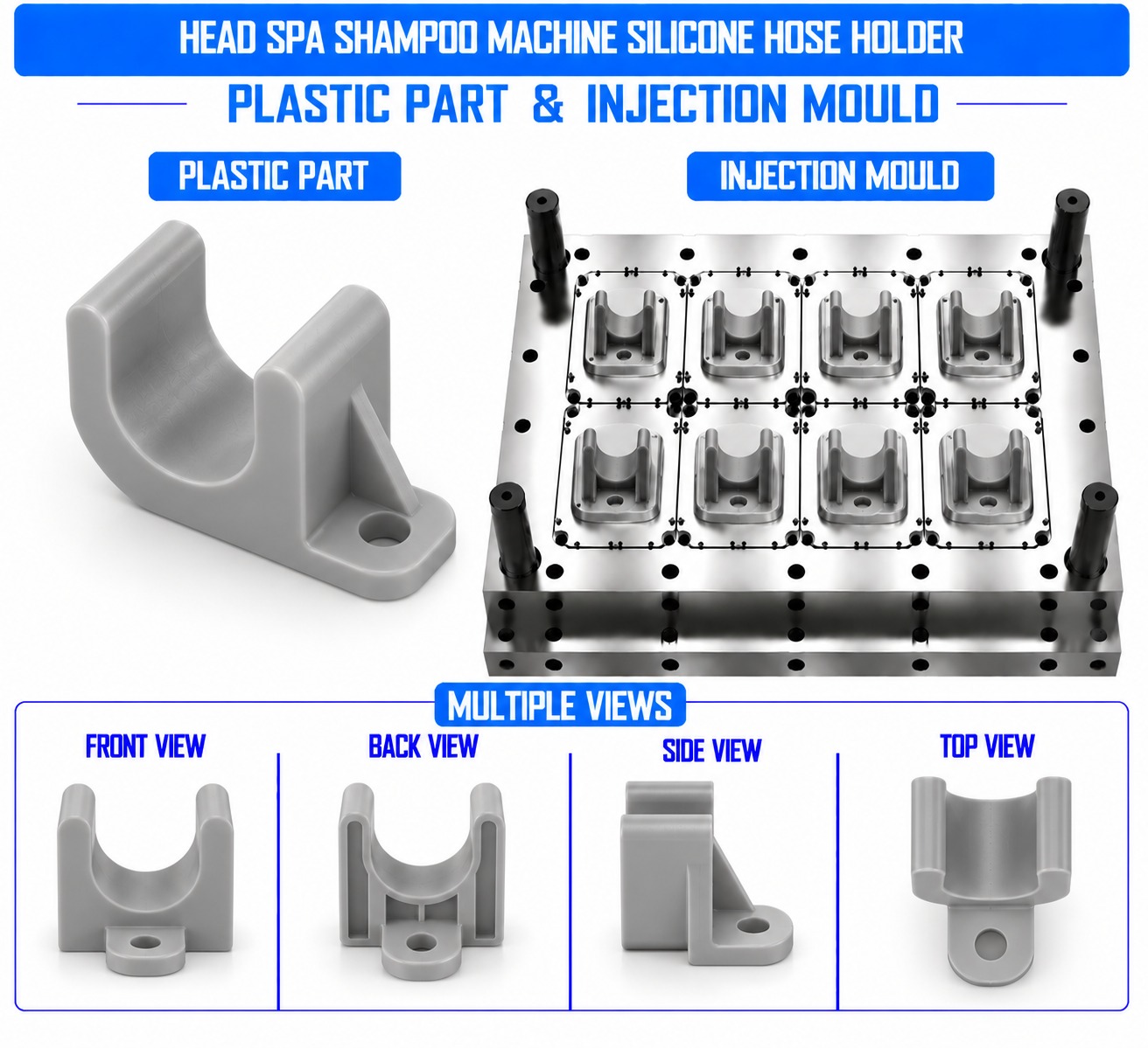 Head Spa Shampoo Machine Plastic Silicon Hose Holder Mould and Moulding Services